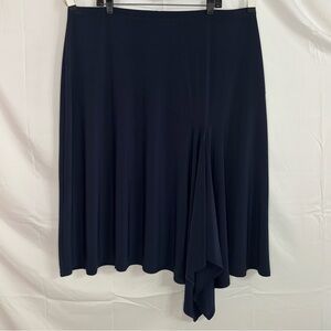 CJ Banks Dark Blue Liquid Knit Asymmetrical A-Line Skirt in Size 3X (24W/26W)